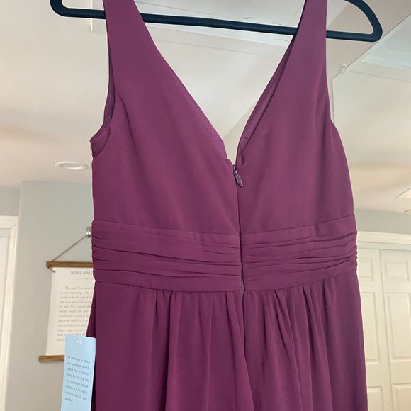 Lulu's Small Burgundy Ruched A-Line Chiffon Gown Maxi Dress (NWT) - Picture 3 of 5
